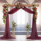 gogoparti Wedding Arch Draping Fabric Burgundy Arch Drapes Sheer Backdrop Curtain for Ceremony Parties Photo Booths Weddings Decor 19Ft Length x 28" Width 1 Panel