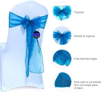 MDS Pack of 25 PCS Organza Chair Sashes Wider Dining Chair Bows Ribbon Tie Back for Wedding Party Birthday Bridal Shower Reception Event Banquet Home Chair Cover Decoration - Dark Teal