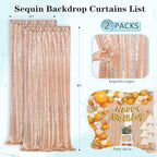 Backdrop Curtain Drapes 2 Panels Rose Gold Party Sequin Background 2FT x 8FT Wedding Ceremony Birthday Decorations Shimmer Fabric