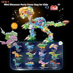 Crystal Dinosaur Party Favors for Kids,12 in 1 Mini Dinosaur Building Blocks Toy Animals Building Sets,Dino Party Goodie Bags Fillers,Classroom Prizes Christmas Birthday Gift for Student,Kid Age 6-12