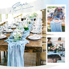 Aktor 4 Pack Light Blue Table Runner Boho Cheesecloth Table Runner Semi Sheer Gauze Fabric Runners for Wedding Birthday Baby Shower Party Boho Table Decoration（Light Blue）
