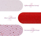 Glitter Tulle Rolls 6” by 50 Yards Sparkle Tulle Fabric Ribbon Sequin Tulle Netting Rolls for DIY Tutu Skirt Wedding Birthday Party Decoration (Red)