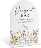 Wedding Signs for Ceremony and Reception, Boho Floral Acrylic Dessert Bar Sign, Wedding Signage with Stand, Bridal Shower Table Centerpieces, Supplies for Engagement Reception and Event Party, 25