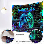 Mocsicka Game On Backdrop Video Game for Boys Level Up Birthday Party Decoration Game Night Arcade Neon Glow Gamer Banner Photography Background (Blue, 10x8ft(120"x96"))
