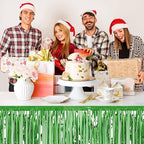 3 Pack 29 x108 Inch Light Green Foil Fringe Table Skirts Metallic Banner for Tinsel Streamer Garland Backdrop for Parade Floats Mother's Day, Graduate, Birthday, Wedding Party Decoration