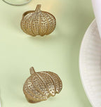 Gold Lightweight Metal Napkin Rings Set of 12 - Pumpkin Elegant Napkin Holders Modern Serviette Buckles Metallic Adornment for Table Settingsfor Thanksgiving, Fall, Halloween & Holiday - CLEENTABLE