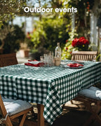 Pureegg Plastic Table Cloth Disposable 10 Pack, 54 x 108 Inch Table Cloths, Party, Picnic, Decorative Gingham Tablecloths, Rectangle, Green and White Checkered Cover, Leakproof & Sturdy, Green Plaid
