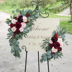ponatia Wedding Arch Flowers (Pack of 2), Artificial Burgundy Wedding Flowers for Wedding Welcome Signs Decorations and Arch Flower for Wedding Ceremony Reception (Burgundy & Blush)