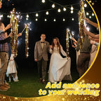 100 Pcs Wedding Fairy Wands with Bells Foil Tinsel Ribbon Stick Wands Tinsel Party Streamers with Bell Glittery Bridal Wedding Send Off Ideas Holiday Celebration (Golden)