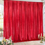 Christmas Backdrop Curtains Glitter Fabric - 4.8x8FT 4 Panels Red Background for Baby Shower Birthday Photography Decoration (19.2x8FT)