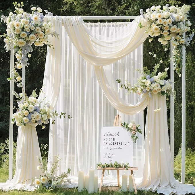 MDS Halloween Chiffon Draping Fabric - 1 Panel, 30" Wide x 40ft Long - Sheer Spooky Arbor & Canopy Drapery for Haunted House Backdrops, Party Ceilings, DIY Costumes & Themed Events - Ivory