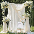 MDS Halloween Chiffon Draping Fabric - 2 Panel, 30" Wide x 40ft Long - Sheer Spooky Arbor & Canopy Drapery for Haunted House Backdrops, Party Ceilings, DIY Costumes & Themed Events - Ivory