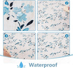 Mysky Home Rectangle Table Cloth 60x120 Inch - Spring Summer Floral Tablecloth, Waterproof Linen Fabric Oblong Table Cloth for Kitchen Dining Tablecloth for 6 Feet Table Blue, Small Blue Flower Design