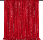 Glitter Party Backdrop Curtain Red - Sequin 10ft x 10ft Background Drapes for Valentines Day Christmas Birthday