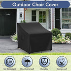 Patio Furniture Covers Waterproof for Chairs, Lawn Outdoor Chair Covers 2 Pack, Patio Chair Covers for Outdoor Furniture Fits up to 30W x 27D x 36H inches, Black