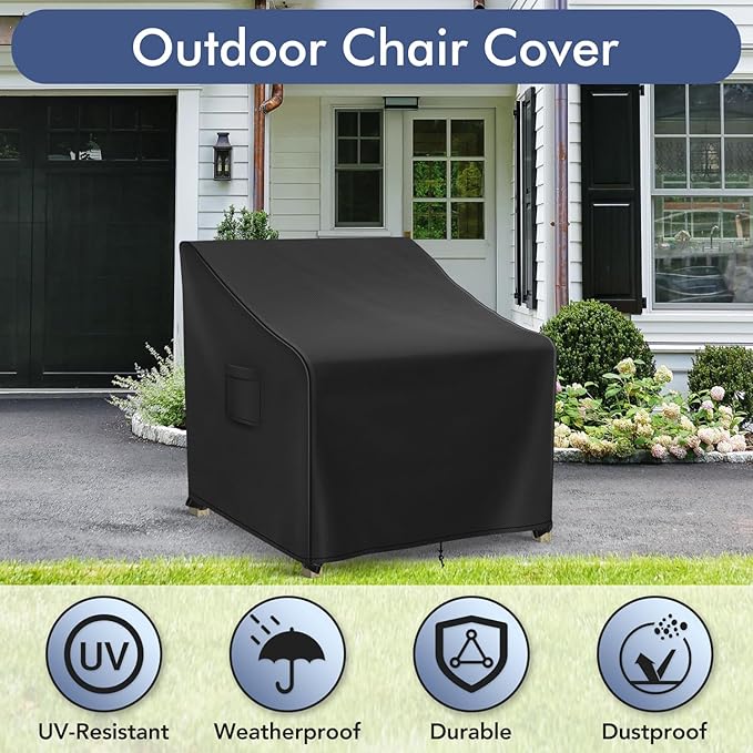 Outdoor Swivel Chair Covers Waterproof, Outdoor Rocking Chair Covers 2 Pack, Patio Chair Covers for Outdoor Furniture Fits up to 31.5W x 33.5D x 36H inches, Black
