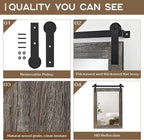 COGOOD Farmhouse Barn Door Mirror - 21" x 30" Rustic Wood Framed Wall Mirror for Bathroom, Living Room, Entryway Wall Decor (Speckled White)