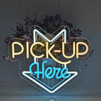 PICK-UP Here Neon Sign, Neon Lights Hanging Wall Art Decoration for Restaturant Shop Bar Market Bakeries Café Celebration Home Decor, USB Powered Ultra Bright Dimmable,14.57×12.6inches