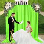 10ft x 10ft Fresh Green Backdrop Curtains for Parties, Fabric Satin Background Curtain with Rod Pockets for Weddings, Birthday, Baby Shower, Photography, Graduation Party Backdrop Drapes, 2 Panels