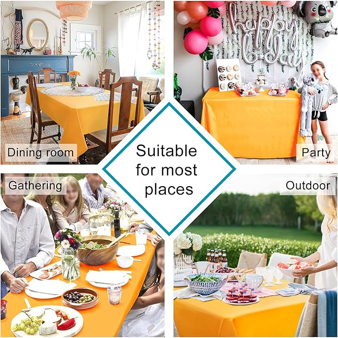 Hiasan Orange Yellow Rectangle Tablecloth - Waterproof Washable Fabric Table Cloth for Dining Party and Outdoor Use, 54 x 108 Inch