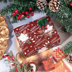 LeZakaa Christmas Wrapping Paper Roll - Red Flower & Merry Christmas Letter Pattern for Holiday, Party - 17 inches x 32.8 Feet (46.45 sq.ft.)