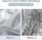 Outpain Thick 20 ft x 10 ft Silver Sequin Backdrop Curtain for Parties, Wrinkle Free Glitter Photo Backdrop Drapes 4 Panels 5x10ft Silver Back Drop Cloth for Wedding Christmas Photography Background