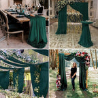 4 Panels Wedding Arch Draping Fabric 28" x 20 Ft Chiffon Wedding Arch Drapes Chiffon Fabric Drape Sheer Backdrop Curtain for Nuptials Party Ceremony Birthday Reception Backdrop Decor(Emerald Green)