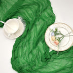 6 Pack Green Cheesecloth Christmas Table Runner 10ft Boho Gauze Fabric Cheese Cloth Table Runner 35 x 120 Inch Rustic Sheer Runner for Romantic Wedding Decor Baby Shower Party Centerpiece Decoration