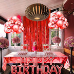 Red Foil Fringe Curtain 3.3×8.3FT 2 Packs, Metallic Tinsel Curtains Party Streamers for Birthday Graduation Baby Shower Decoration (2pcs,3.3FT×8.3FT, Red)