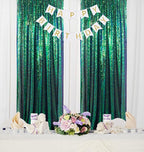 ShiDianYi Iridescent Green Sequin Backdrops for Photograph Backdrop 4FTx10FT 2 Panels Birthday Background Glitter Curtains Green Blue Curtain Sequin Fabric Christamas Decor