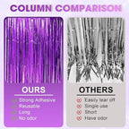 2 Pack Purple Tinsel Foil Fringe Curtains, Purple Party Decorations, Metallic Tinsel Party Streamers Backdrop for Halloween Mermaid Bachelorette Graduation Party Decorations