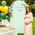 6FT Sage Green Arch Cover - Polyester Fitted Wedding Arch Stand Covers Round Top Chiara Arch Backdrop Cover for Birthday Party Banquet Photo Background Decoration