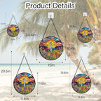 Stained Glass Window Hanging - Cross Flower Sea Sun Catcher for Door Terrace Garden Home Decor, Mountains Landscape Suncatcher Birthday Gifts for Lovers Women Men Dad Mom Nana 7.8 in