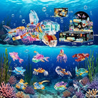 12 Pack Crystal Ocean Animal Party Favors for Kids 12 in 1 Mini Marine Animals Building Blocks Toys,Bulk Classroom Prizes Goodie Bag Fillers Christmas Easter Birthday Gift for Boys Girls Ages 6+