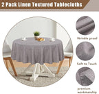 Fitable Linen Textured Tablecloths 60 Inches Round - 2 Pack Faux Burlap Table Clothes for Kitchen, Dining Room, Party, Farmhouse, Outdoor (Great for 20"-48" Round Tables, Stone)