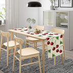 Red Cherry Table Runner Watercolor Tropical Fruit Spring Summer Wild Berry Dinner Runner for Girl Baby Party Holiday Home Kitchen Dining Table Decor 13x60