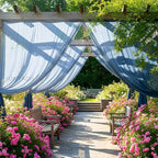 Wedding Arch Draping Fabric 29" x 19Ft Sheer Drapes for Backdrop Wedding Ceremony Reception Ceiling Decor Curtain Baby Bridal Shower Decoration (Dusty Blue, 3 Panels)