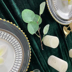 Luxurious Velvet Table Runner, 10ft Wedding Reception Decorations, 20x120inch Soft Velvet Fabric, Table Linen Overlay, Wedding Table Runners (Emerald Green, 20X120inch, 2pack)