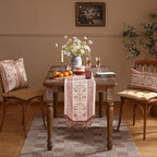 ISAENNE Designer Vintage Linen Table Runner 87 Inches Long,Red Floral Pattern Modern Decor Table Runners for Dining Tables,Thanksgiving,Kitchen Tables,Christmas,Banquet,12"*87"-Chamonix A