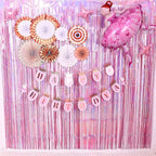 BRAVESHINE 1 Purple 1 Pink Streamers Party Photo Backdrop - 3.2 ft x 8.2 ft Metallic Tinsel Foil Fringe Curtains for Valentine’s Day/Women Birthdays/Engagement/Bridal Shower/Bachelorette Decorations