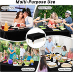 QZYL 12 PCS Table Cloth Rectangle, Black Picnic Table Cover with Bench Covers, 54 X 108 in Disposable Christmas Table Cloth Rectangle Table for Camping Birthdays Weddings Parties