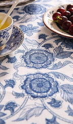 patdrea Designer Vintage Blue Long Rectangle Tablecloth,Linen Anti-Wrinkle Paisley Pattern Farmhouse Table Cloth,Decor Table Cover for Kitchen Dining,Christmas,Thanksgiving,63"x102"-Lantang a