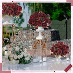 8 Bundles Artificial Peonies Flowers Boho Faux Flowers Arrangements Artificial Centerpiece Spring Bouquet Floral Wedding Decoration for Vase(Burgundy)