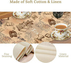 Coffee Theme Table Runner, Rustic Farmhouse Coffee Cup Tea Party Cafe Table Center Decor for Home Kitchen Dining Patio Holiday Party Indoor Outdoor Table Decorations,13"x108" Inch