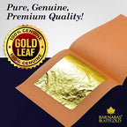 Barnabas Blattgold Edible Gold Leaf 24K - Cake Decorations, Loose Gold Leaf Sheets for Cupcakes - 1.5 inches, Interleaf of 48