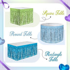 4 Pack Blue Lime Green Purple Series Table Skirts, 29x108" Metallic Foil Tinsel Fringe Table Skirt for Rectangle Tables Streamer Curtains Backdrop, Party Decorations for Birthdays, Weddings, Holidays