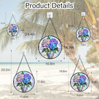 Stained Glass Window Hanging, Blue Purple Hydrangea Flowerpot Suncatcher for Doors Home Sun Catchers Decoration and Christmas, Mother's Day Birthday Gifts for Women, Men, and Mom 14.9 in
