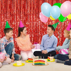 Red Foil Fringe Curtain 3.3×8.3FT 2 Packs, Metallic Tinsel Curtains Party Streamers for Birthday Graduation Baby Shower Decoration (2pcs,3.3FT×8.3FT, Red)