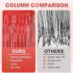 2 Pack Laser Red Foil Fringe Backdrop Curtains, Tinsel Streamers Birthday Party Decorations, Fringe Backdrop for Graduation, Baby Shower, Gender Reveal, Disco Party