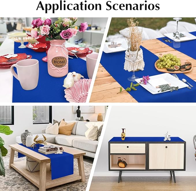 2 Pack Blue Small Short Table Runner 12 x 48 Inch Solid Color Runners Coffee Table Dresser for Daily Party Home Decoration